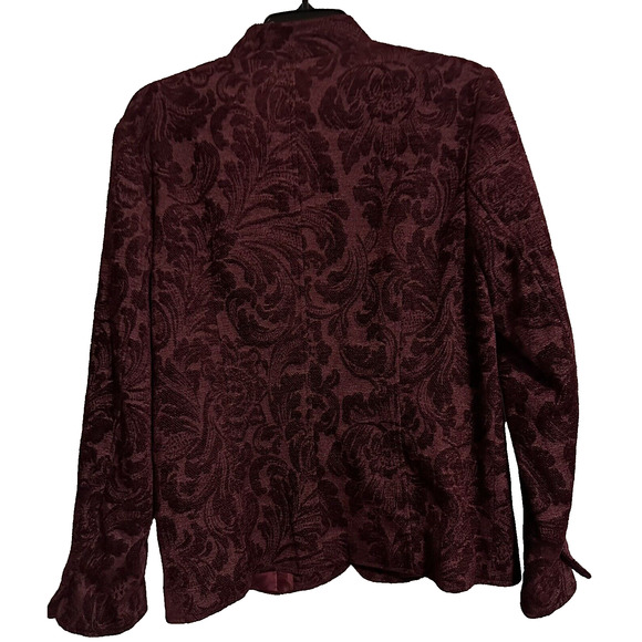 Coldwater Creek Jacket Maroon Red Women Tapestry Button Up Long Sleeve SZ M - Picture 8 of 10